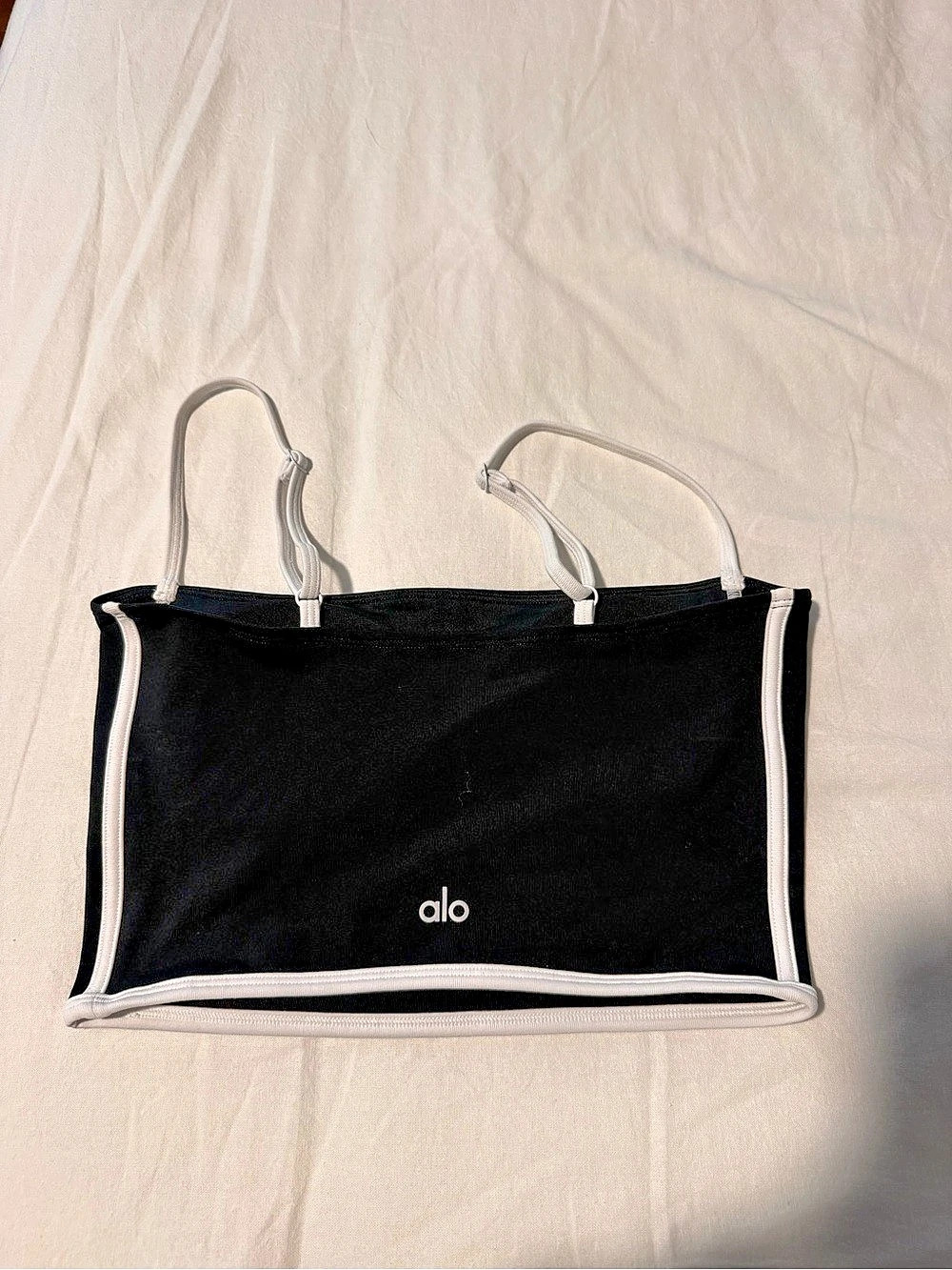 Alo Alosoft Courtside Bra Tank Black & White Medium Like New